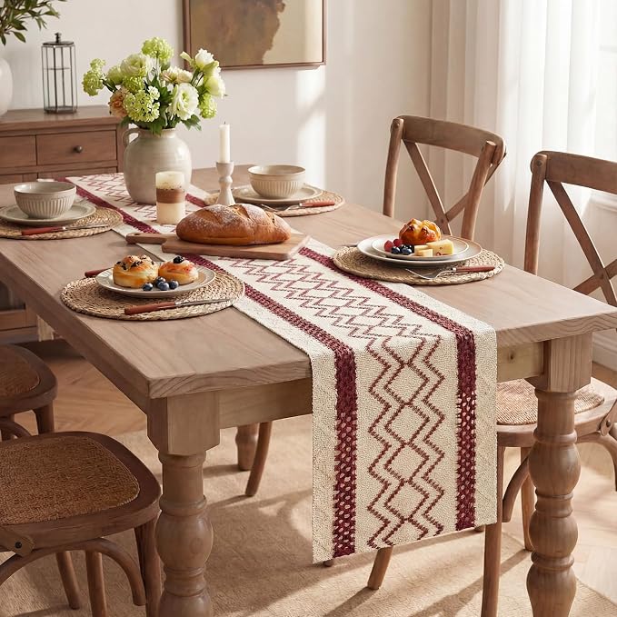 Artoid Mode Red Stripe Diamond Woven Table Runner 12x36 Inch | Holiday - Image 5