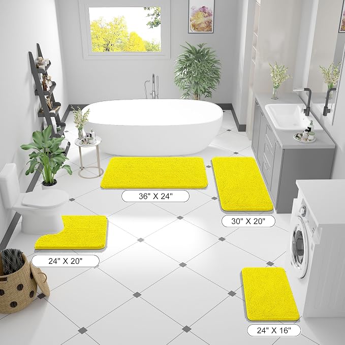 OLANLY Bathroom Rugs 30x20, Extra Soft Absorbent Chenille Bath Rugs, Rubber - Image 2