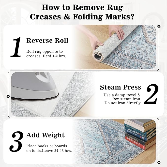 DCX Machine Washable Blue Rugs for Living Room 9x12, Non Slip Stain Resistant - Image 7
