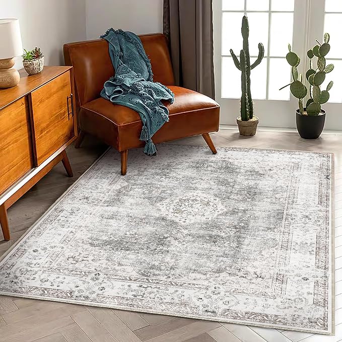 CHAMPLANT Area Rug 5'x7' Washable Rug Vintage Traditional Floor Cover Thin - Image 2
