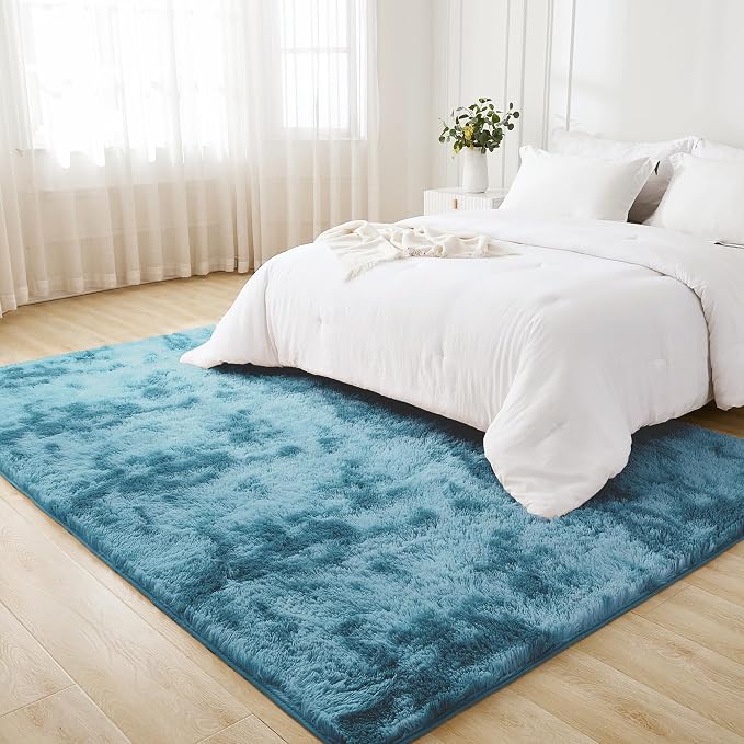 Litanika 6x9 Shag Area Rug for Living Room Bedroom, Tie-Dyed Blue High Pile - Image 3