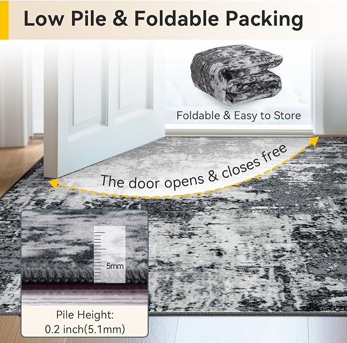 RELEANY Washable Area Rugs Square 8ft Non-Slip Modern Abstract Soft - Image 4