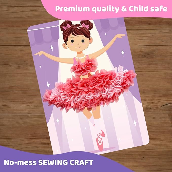 jackinthebox Poke Poke Art for Kids - Fashion Theme, Mess-Free Fabric Art and Craft, Flower Pressing Kits, Gift for Kids, Girl Gifts, Toys for Girls Ages 4 5 6 7 8