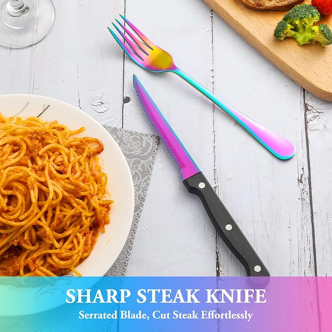 48 Pcs Rainbow Silverware Set - Image 5
