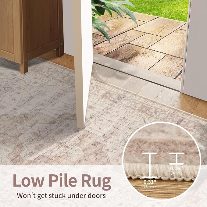 8x10 Washable Area Rug for Living Room & Bedroom, Extra Lager Soft Pink Rugs - Image 7