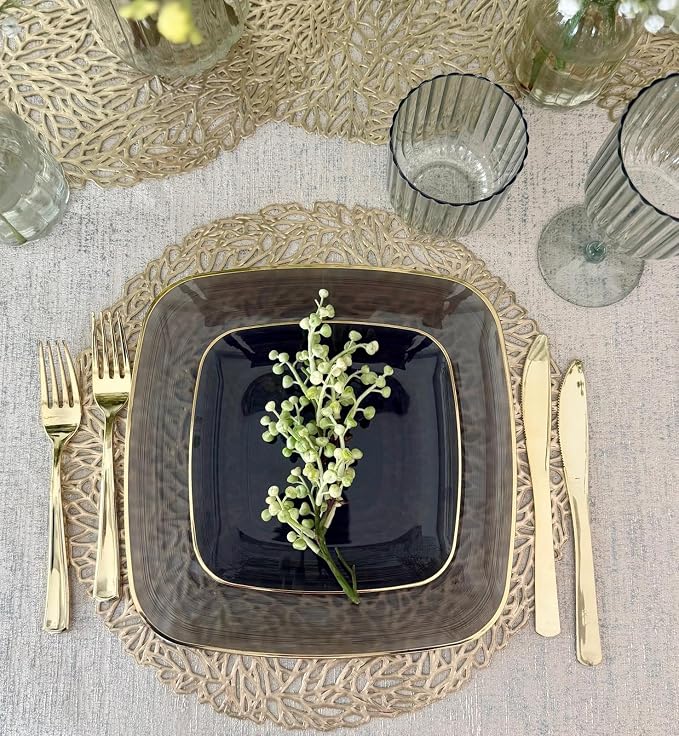 " OCCASIONS " 320pcs set-Wedding Party Disposable Plastic Plate Set -40 x 10'' - Image 6