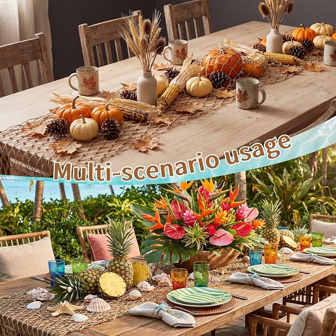 SATINIOR 24 Pcs 12 x 72'' Fishing Net Table Runner Party Decoration, Linen | - Image 6