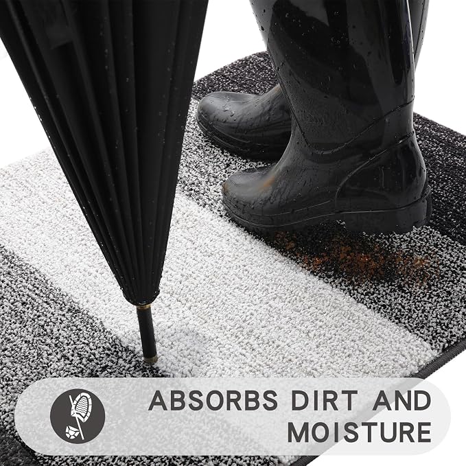 Kitinjoy Indoor Outdoor Door Mat, 47x24 Non-Slip Absorbent Dirt Trapper - Image 2
