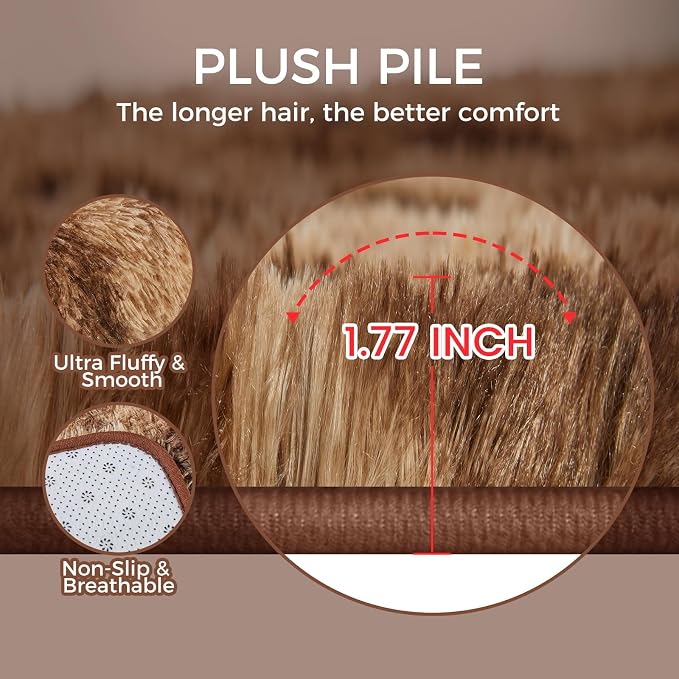 Ultra Soft Rug for Living Room, 9X12 Fluffy Shag Area Rug for Bedroom, Modern - Image 4