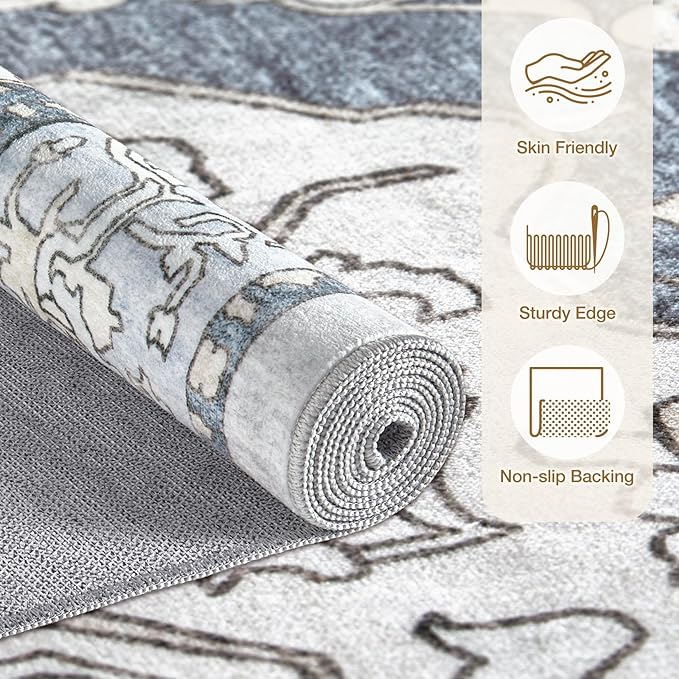 cotiled 6x9 Area Rug Machine Washable Vintage Carpet - Image 2