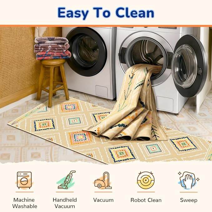 BESTSWEETIE Area Rug 6x9 Rug Machine Washable Non-Slip Low Pile Print Pattern - Image 4