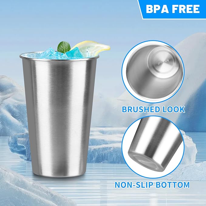 8Pack 16 oz Stainless Steel Pint Cups, Stainless Steel Cup, Pint Cup - Image 3