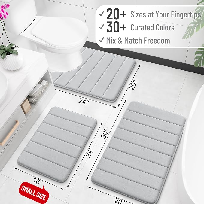 OLANLY Memory Foam Bath Mat 40x32, Super Soft Absorbent Bathroom Rugs, Quick Dry - Image 2