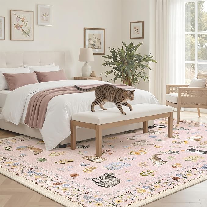 Soalmost Cat 5x7 Pink Area Rugs - Image 4