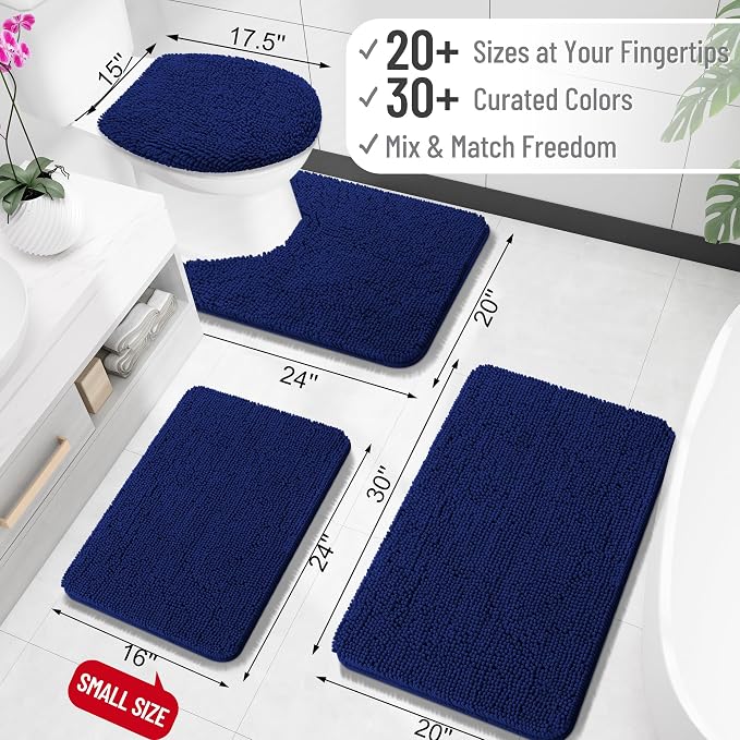OLANLY Bathroom Rugs 35x24, Extra Soft Absorbent Chenille Bath Rugs, Rubber - Image 2