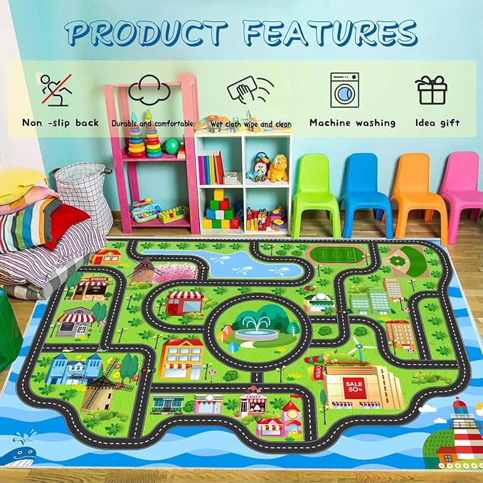 Kids Car Rug, soft low-pile surface, non-slip backing, compact size - Image 6