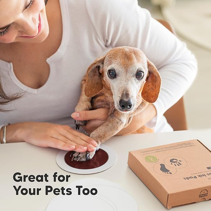 2-Pack Round Inkless Baby Hand and Footprint Kit - Mess Free Ink Pad for Newborn Keepsake, Dog Nose & Paw Print Kit, Clean Touch Ink Pad for Baby Hand & Footprints, Ideal New Mom Gifts (Auburn)