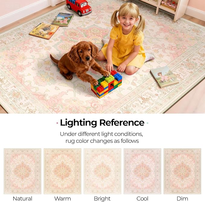 CAPALOCA Machine Washable Rugs Nursery Rug 5x7 Cute Girl Non Slip Low Pile - Image 7