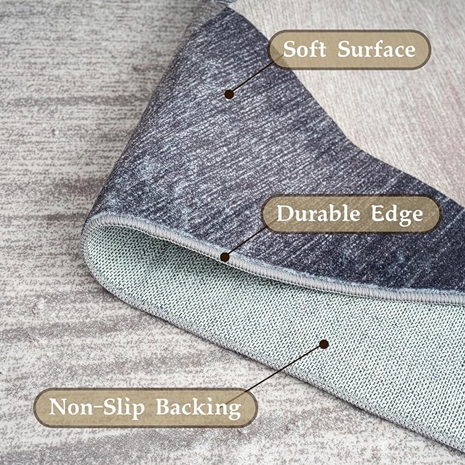 HOMFINE Washable Modern Area Rug - Geometric Style 10x14 Rugs for Living Room, Bedroom, Machine Washable Rug Soft Non Slip Non Shedding Area Rug - Green, 10'x14'