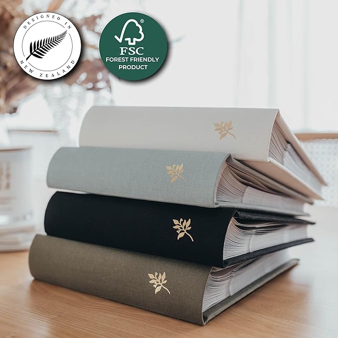 Elegant Linen Photo Album - 200 Acid-Free Pockets for 4x6 Pics - Perfect for Weddings & Gifts