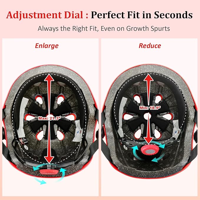 KAMUGO Kids Adjustable Helmet, with Sports Protective Gear Set Knee Elbow Wrist Pads for Toddler Age 2-8 Boys Girls, Bike Skateboard Hoverboard Scooter Rollerblading Helmet Set