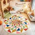 Terrug Multicolored Geometric Round Rug 4ft by TerrugHomeDecor
