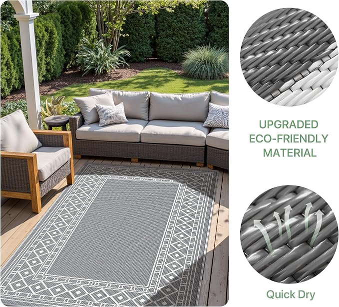GENIMO Outdoor Rug Waterproof for Patio, Camping Outside Mat for Outdoor Decor - Image 7
