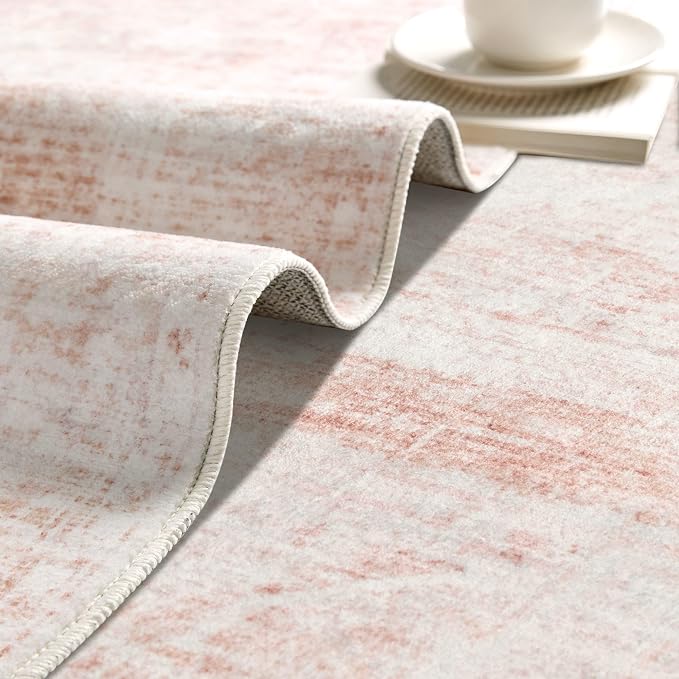 Latte&Fog Pink 4x6 Area Rug for Entryway, Vintage Washable Cute Small Rugs for - Image 7
