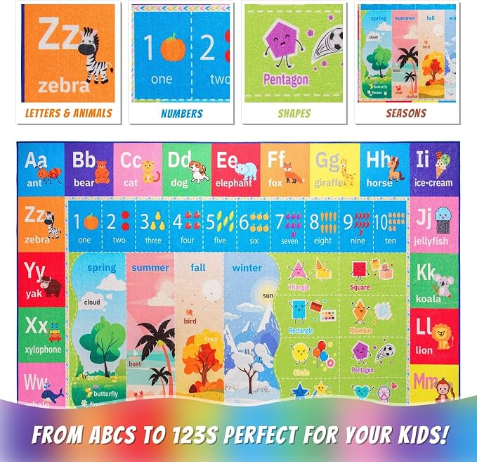 Macgace ABC Kids Rug for Playroom, 4x6 Washable Classroom Area Rugs, Toddler - Image 8