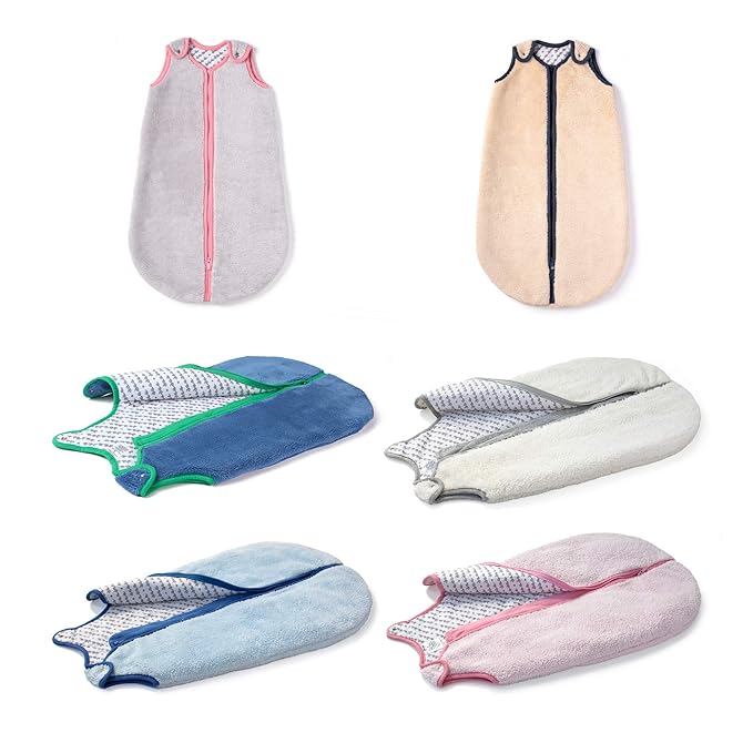 baby deedee Sleep Nest Teddy Baby Sleeping Bag, Oatmeal Navy, Medium (6-18 Month)