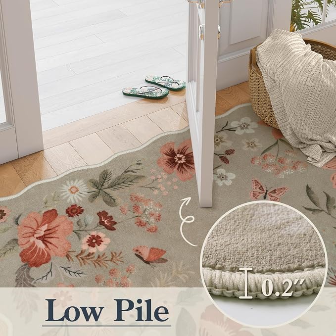 Lahome Floral Washable Rugs for Living Room, 5x7 Area Rugs Soft Non-Slip Stain - Image 5