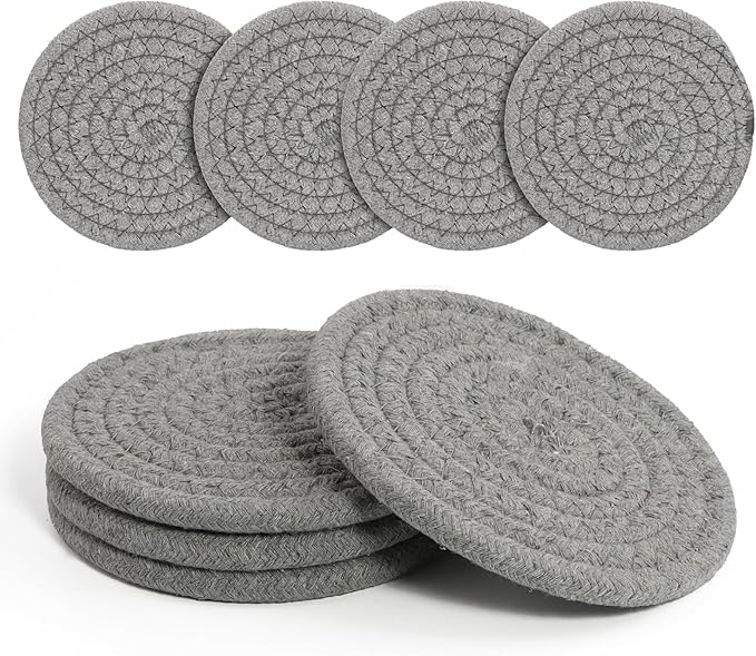 Coasters Set of 4 for Drinks, Cotton Woven 4 Colors Absorbent Boho Coasters for by krastmon