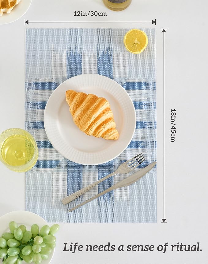 Leetaltree Geometric Print Blue Placemats Set of 8 - Image 8