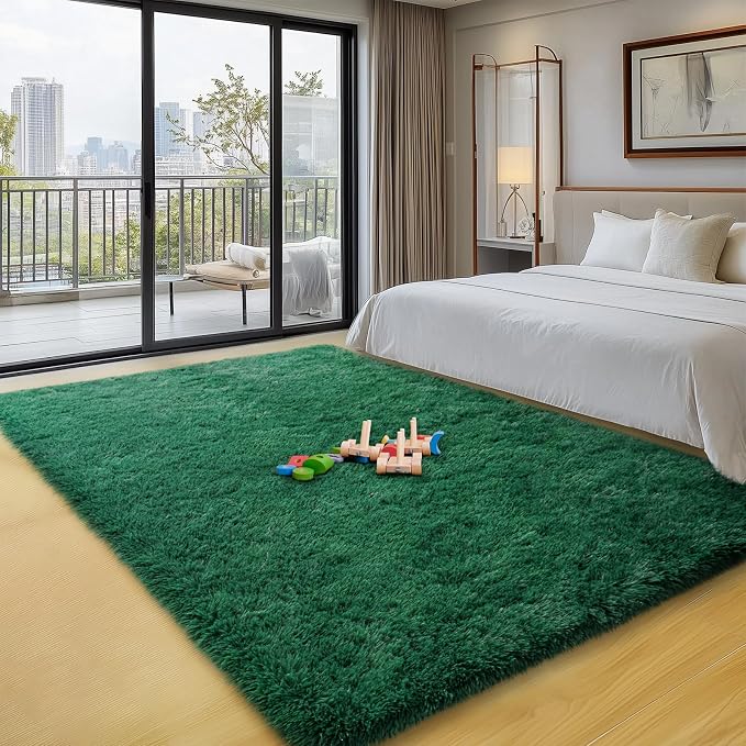 qulint 4x6 Area Rug for Bedroom, Fluffy Soft Shag Green Rugs for Living Room - Image 7
