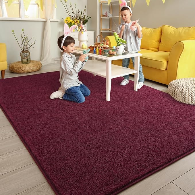 Pettop 4x6 ft Burgundy Red Area Rugs - Image 5