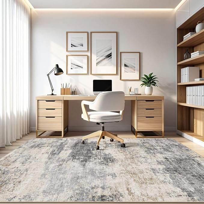 7x9 Area Rugs Living Room: Washable Large Abstract Modern Soft Rug Stain - Image 8