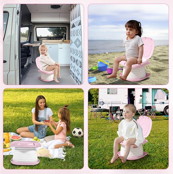 2025 Upgraded Portable Potty Training, Travel Potty for Toddler, portable toilet for kids Foldable, Apply to Seat Emergency Toilet for Camping, Outdoor,Car, Indoor(Pink)