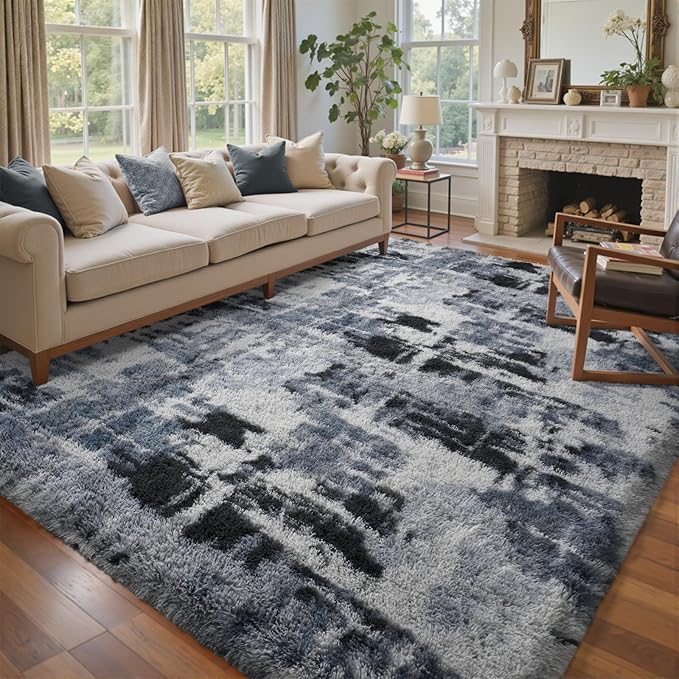 8x10 Ft Extra Large Shag Rugs for Living Room, Tie Dyed Ultra Soft Fluffy Furry by Cuzwlovita
