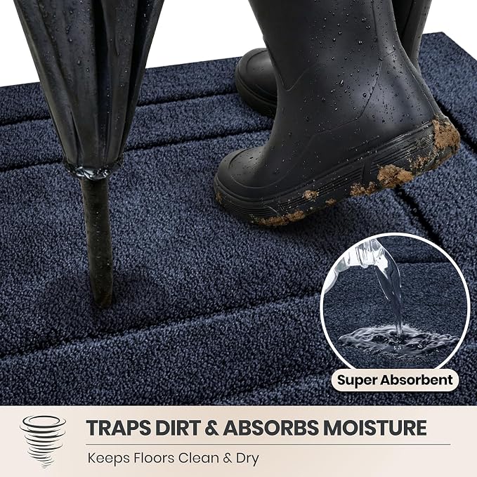 PURRUGS Dirt Trapping Door Mat 20" x 31.5", Non-Slip/Skid Machine Washable - Image 2