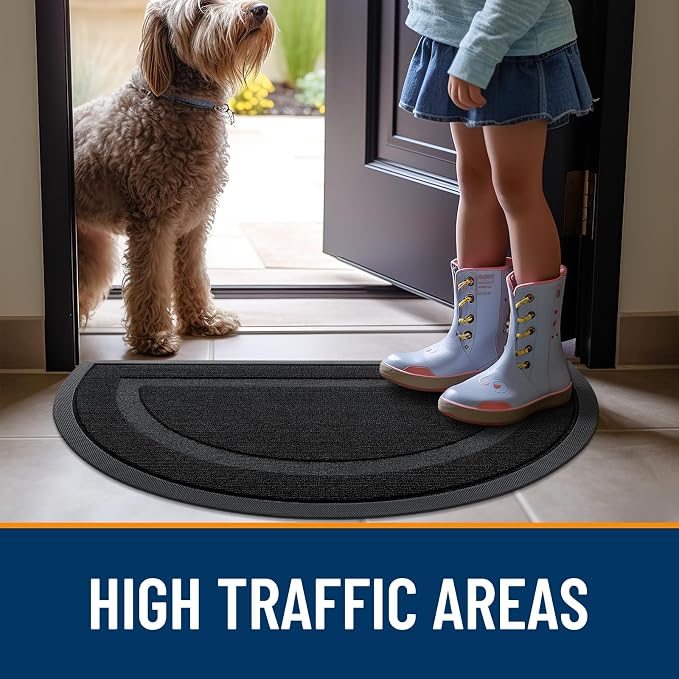OLANLY Half Circle Door Mat Indoor Outdoor Entrance Welcome, Waterproof - Image 7