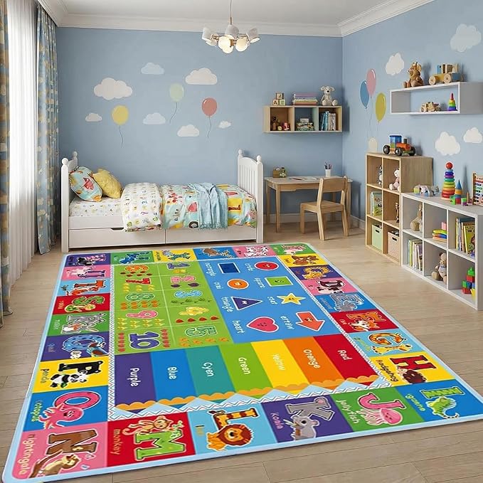 ABC Kids Rug, 78.7" x 59" Alphabet Floor Rug | Roomy alphabet layout, colorful - Image 5
