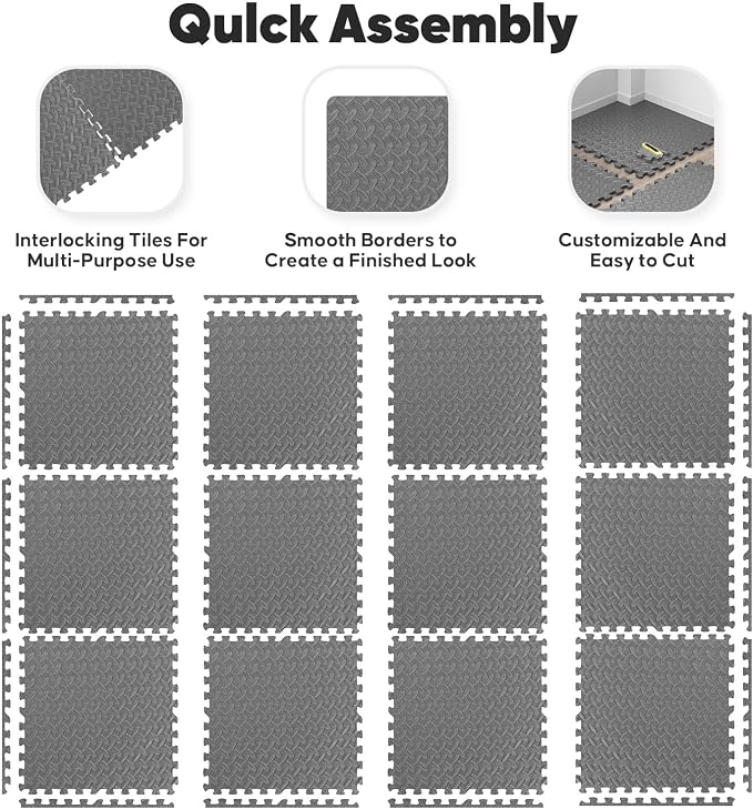32 Pack Home Gym Mat, Puzzle Exercise Mat, 1of EVA Interlocking Foam Floor Tiles - Image 5