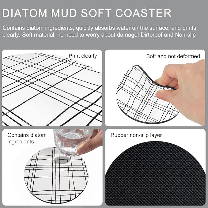 Modern Minimalist Lines Coasters Set of 4 Absorbent Coasters - Image 5
