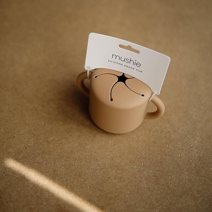 mushie Silicone Snack Cup | Spill Proof Food Container for Toddler and Baby (Natural)