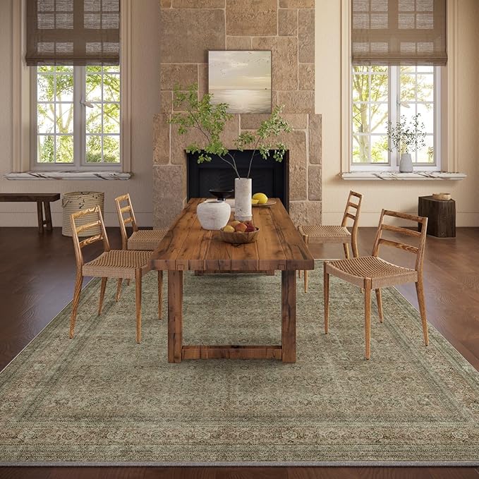 Washable Area Rugs for Living Room: 5x7 Bedroom Rug Boho Vintage Rugs Stain - Image 7