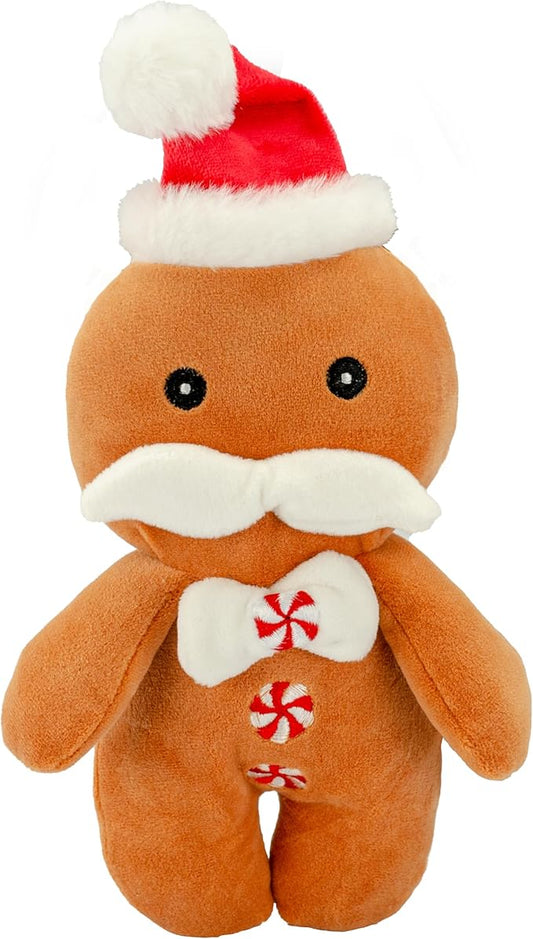 Giftable World Holiday Plush Pet Toy Fun for Christmas Designs with Squeaker Dog Chew Toy (8" Jolly Ginger w/Squeaker & Crinkle)