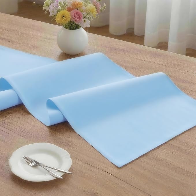 MEANMOY Baby Blue Table Runner 90 Inches Long Waterproof Table Runners | - Image 3