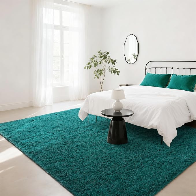 BENRON Fluffy Rugs for Living Room 6x9 Teal Green, Washable Large Area Rugs for - Image 7