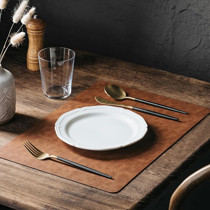Placemats Set of 4, DOLOPL Reversible Dual-Color Faux Leather Place Mats - Image 5