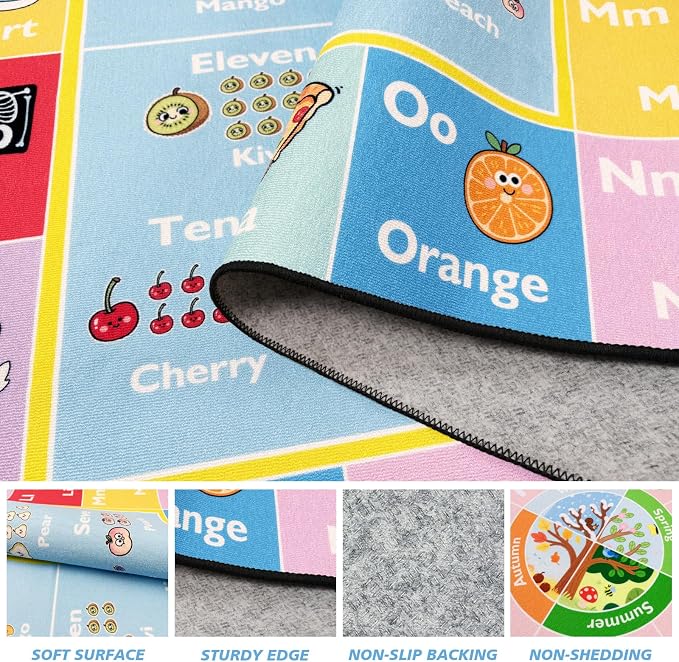 ABC Kids Rug for Playroom, 8x10 ft Alphabet Classroom Rug, Non-Slip Washable - Image 3